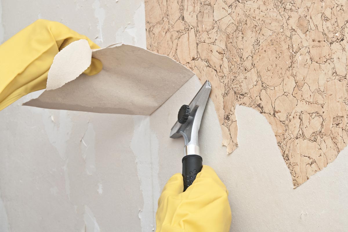 Wallpaper removal in a living space